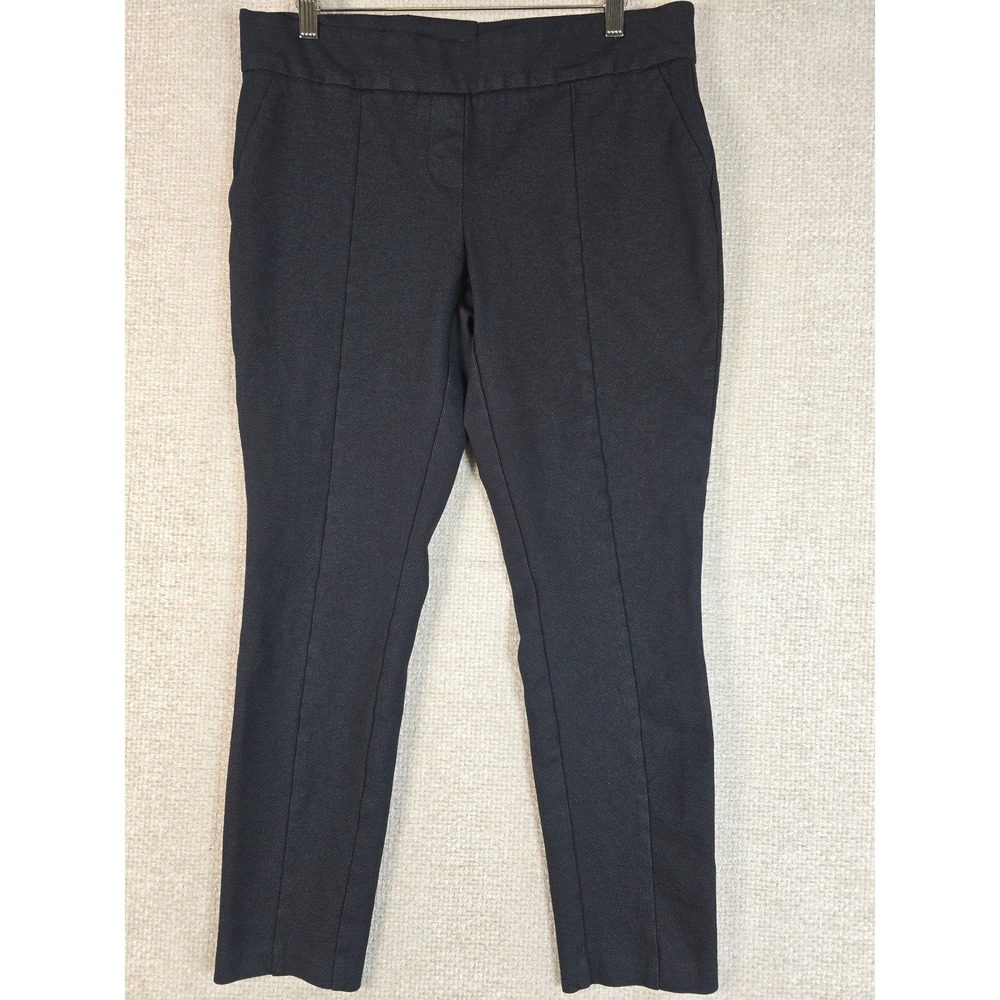 Hilary Radley Womens Navy Blue Textured Slim Ankle Pants D3455-1802 Size L